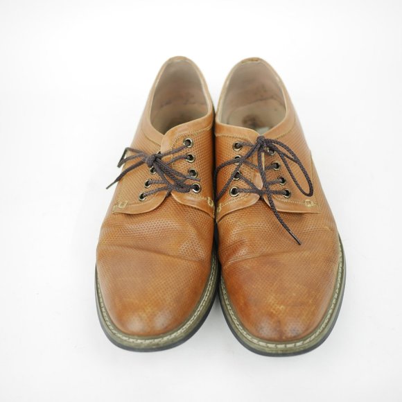 JOSEPH ABBOUD Men's 12 Brown pebbled embossed leather oxfords laced dress shoes - Picture 6 of 12